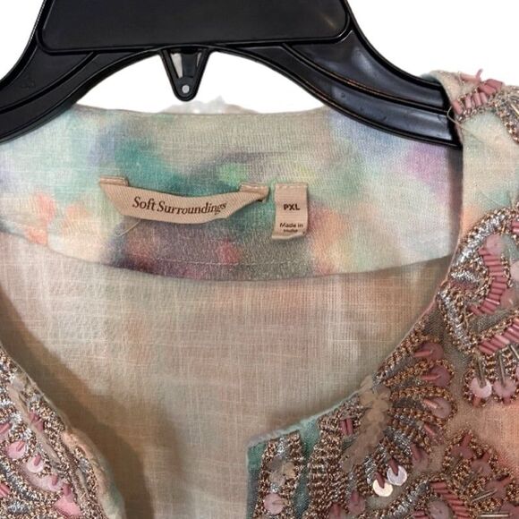 Soft Surroundings pastel embellished top PXL BEADED SEQUINED COTTON TUNIC - Picture 7 of 9